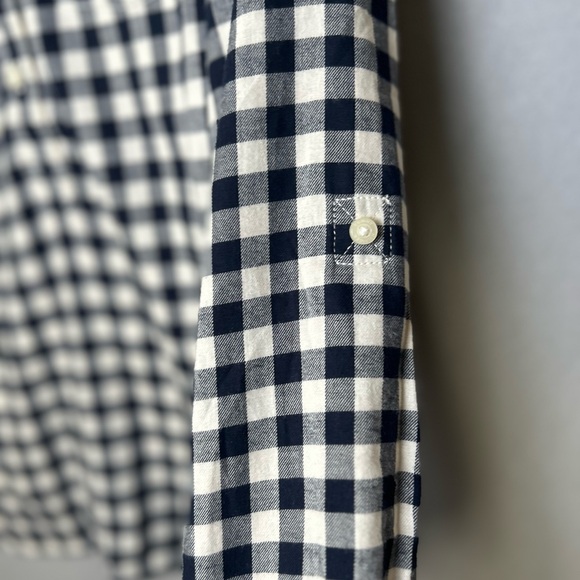Tommy Hilfiger Navy Blue White Gingham Plaid Button Down Shirt Preppy Cozy Sz SP - Picture 6 of 11